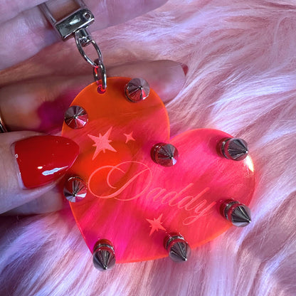 Daddy Studded Heart Keychain/Bag Charm