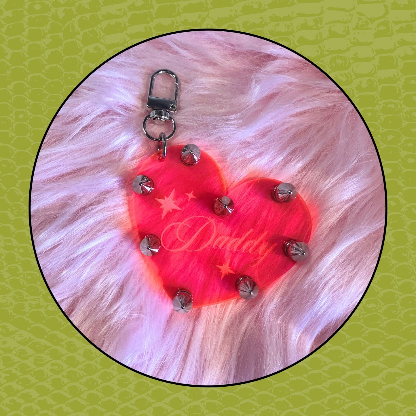 Daddy Studded Heart Keychain/Bag Charm