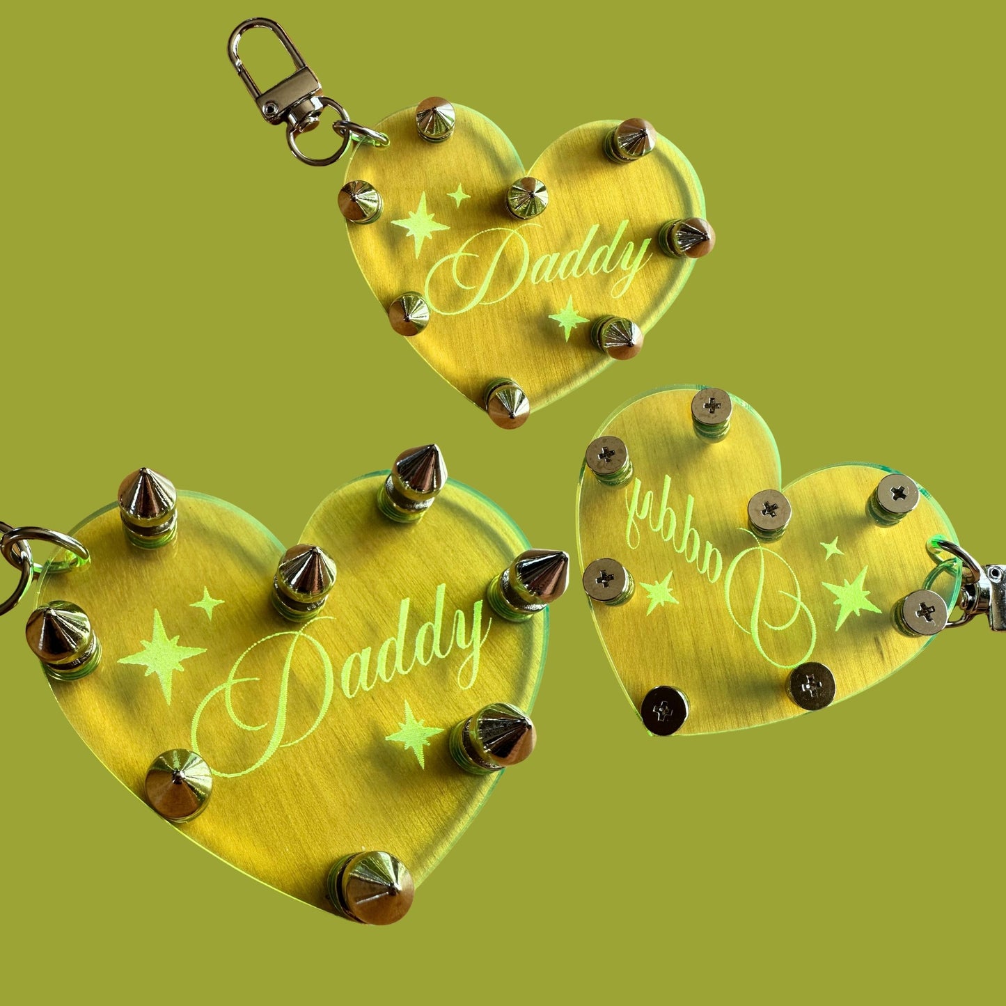 Daddy Studded Heart Keychain/Bag Charm