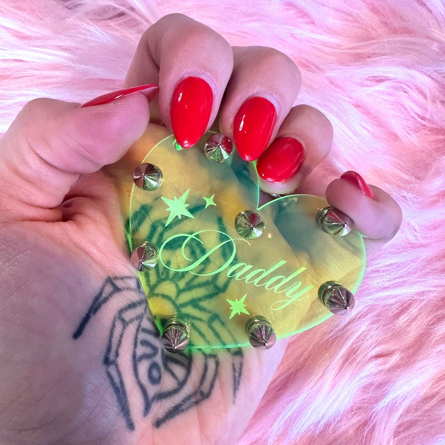 Daddy Studded Heart Keychain/Bag Charm