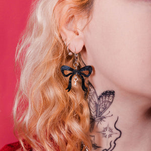 Heart Lock Bow Earrings : 3 Colors