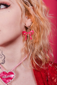 Heart Lock Bow Earrings : 3 Colors