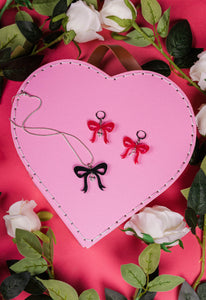 Heart Lock Bow Necklace : 3 Colors