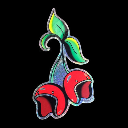 illustrative motorcycle helmet cherries tattoo sticker