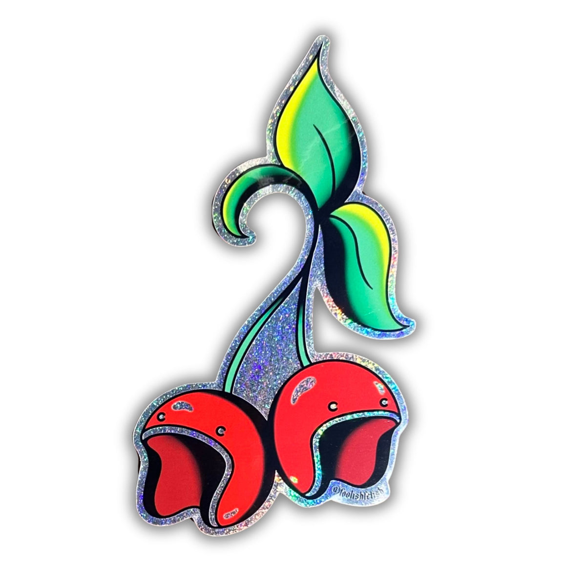 illustrative motorcycle helmet cherries tattoo sticker