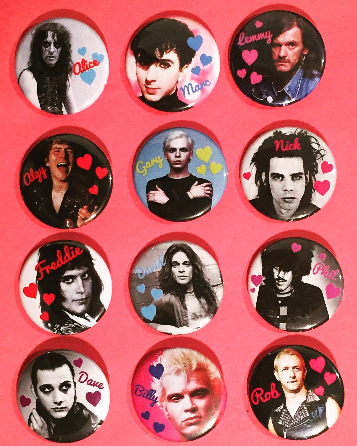 Loverboyz Rock n Roll Punk New Wave Metal Gods 1.5" Pin Buttons