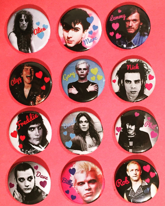 Loverboyz Rock n Roll Punk New Wave Metal Gods 1.5" Pin Buttons