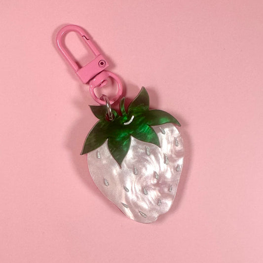 Pink Strawberry Keychain