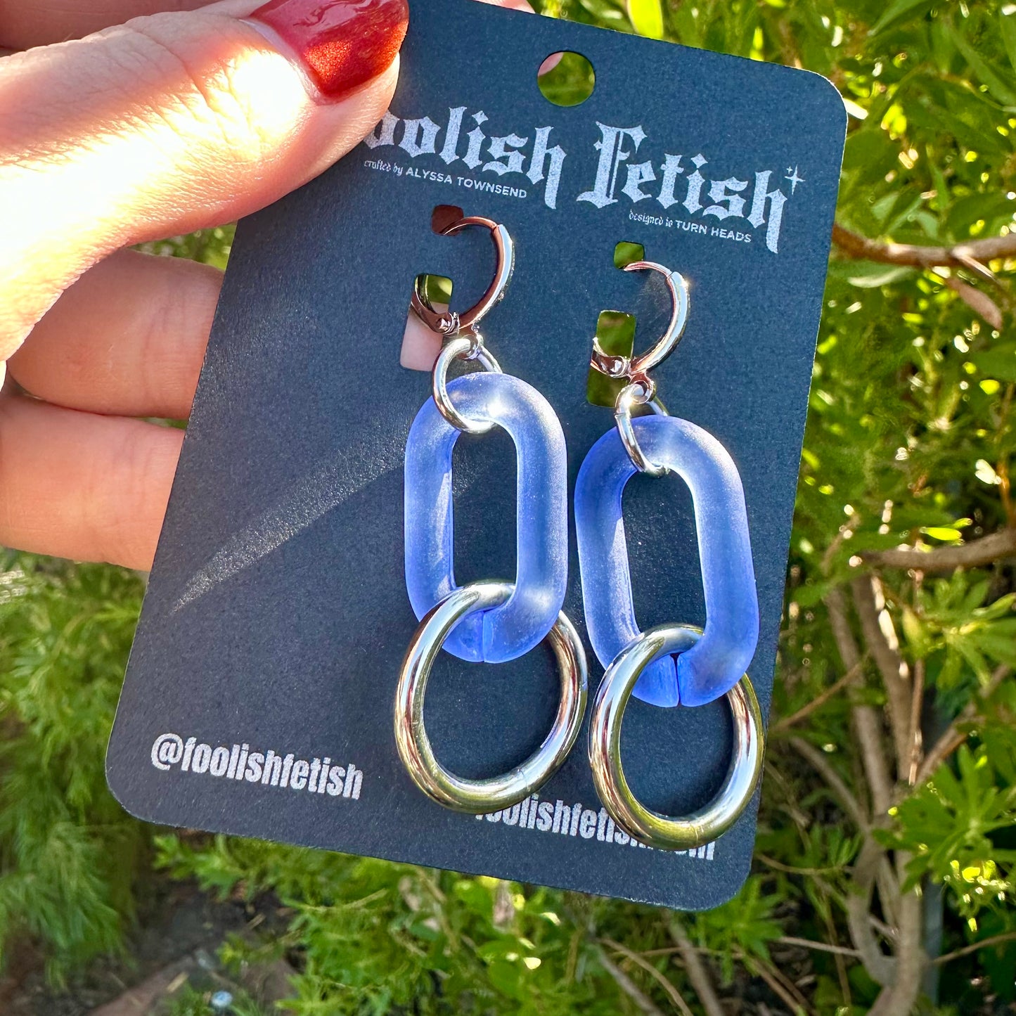 Frosted Chain Single Link O Ring Earrings-Multiple Colors