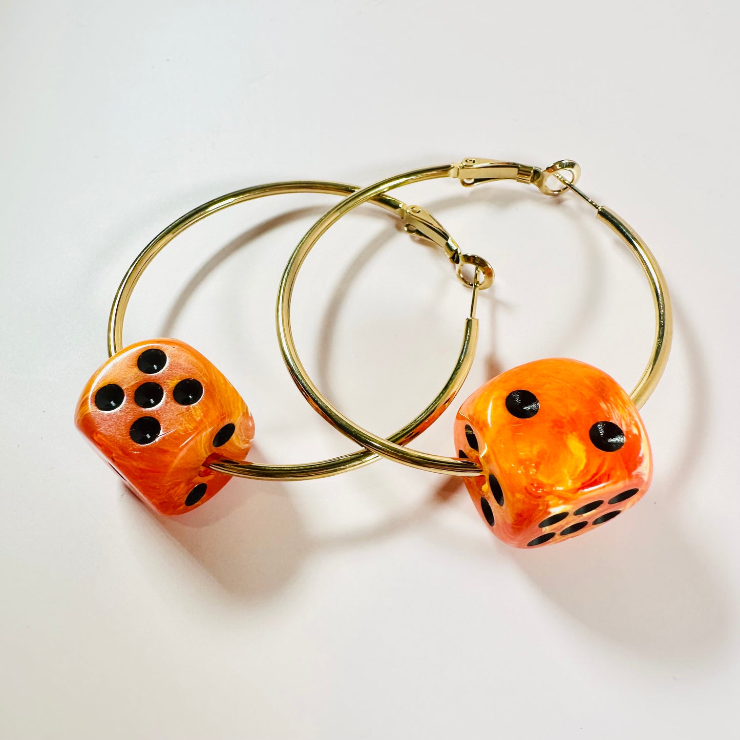 Halloween Dice Hoop Earrings : Gold or Silver