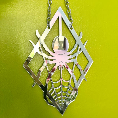 Diamond Spiderweb Widow Mirror Wall Hanging Art