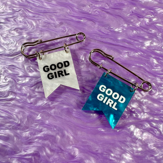 Good Girl Banner Ribbon Safety Pin