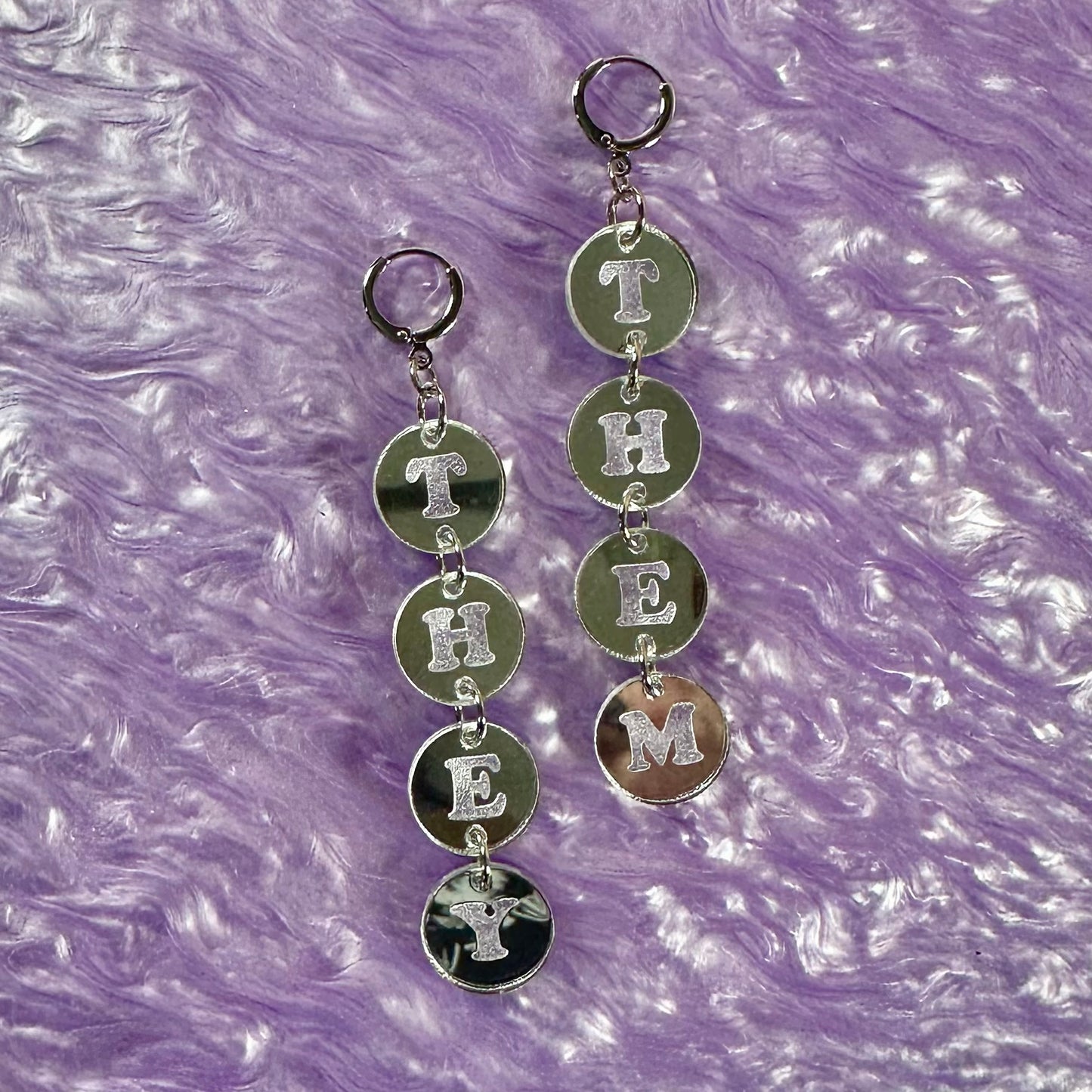 They Them Pronouns Mirror Earrings