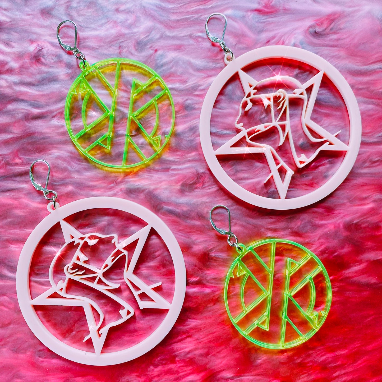 Crass 2" Earrings : Black, Pink, or Neon Green