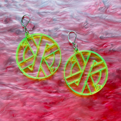 Crass 2" Earrings : Black, Pink, or Neon Green