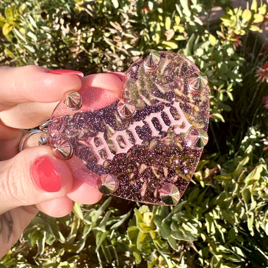 Horny Studded Heart Keychain/Bag Charm