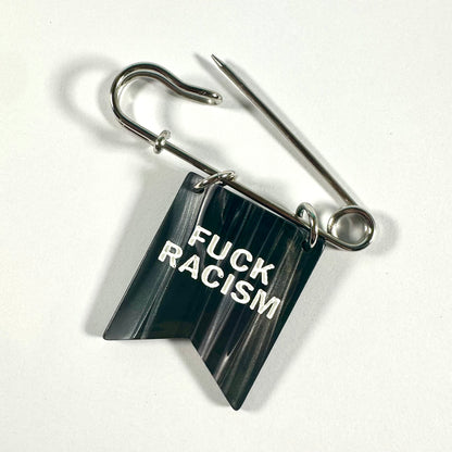 Fuck Racism Banner Ribbon Safety Pin