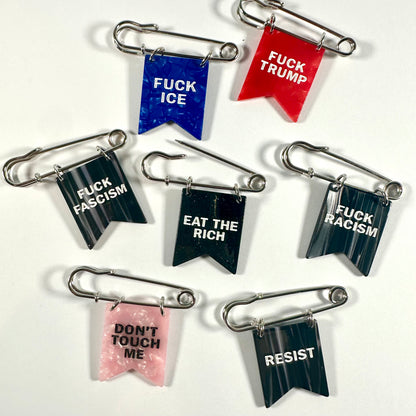Eat the Rich Banner Ribbon Safety Pin