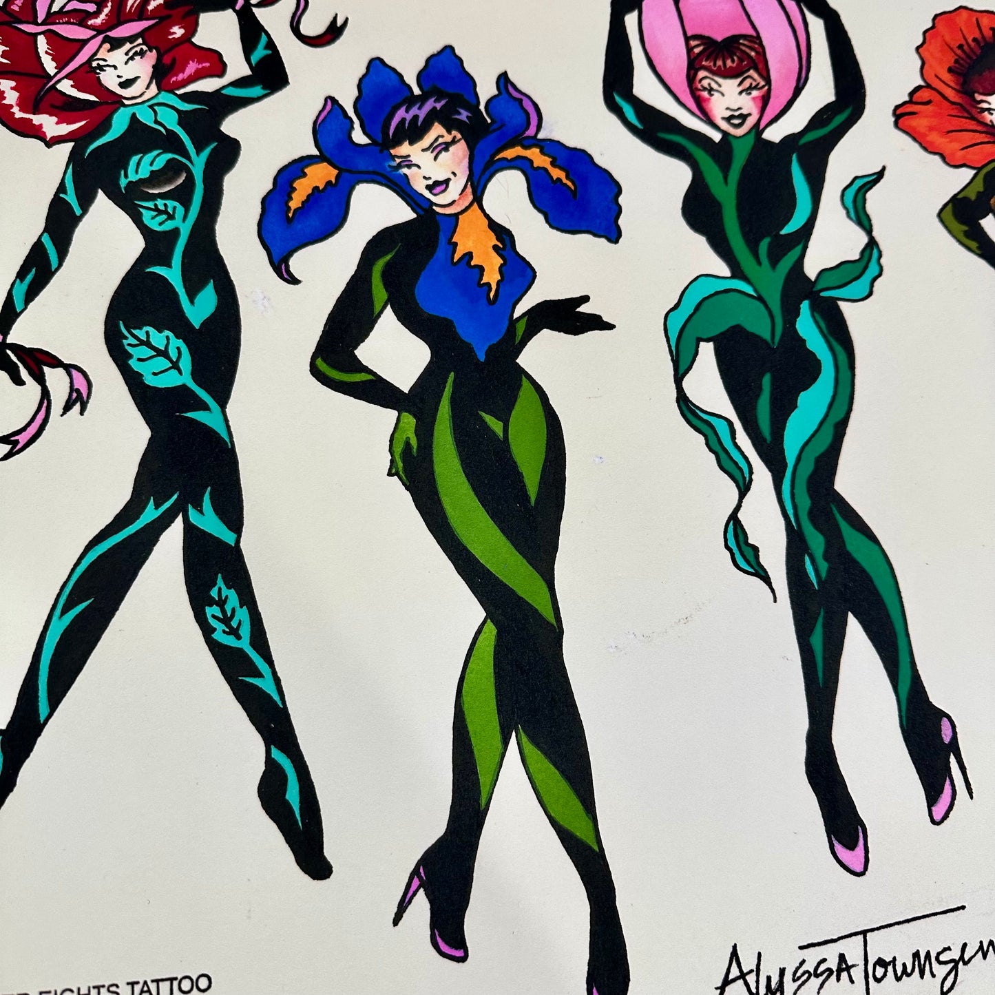 Petal Pinups Tattoo Flash Sheet XL Print