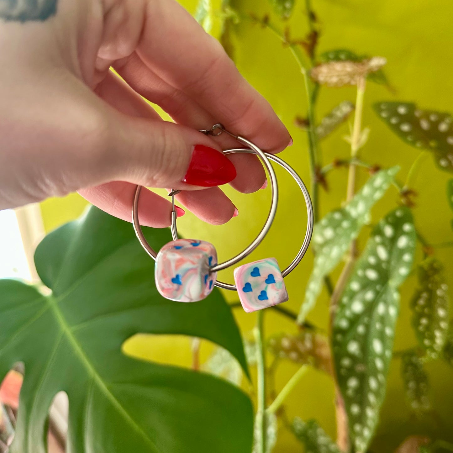 Dice Hoops - Silver Cotton Candy