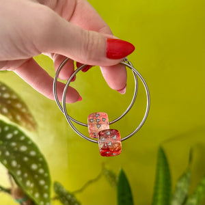 Dice Hoops - Silver Shirley Red