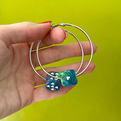 Dice Hoops - Silver Nebula