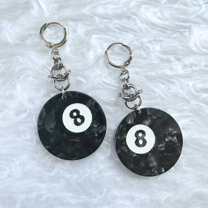 Eight Ball Earrings : 2 Sizes