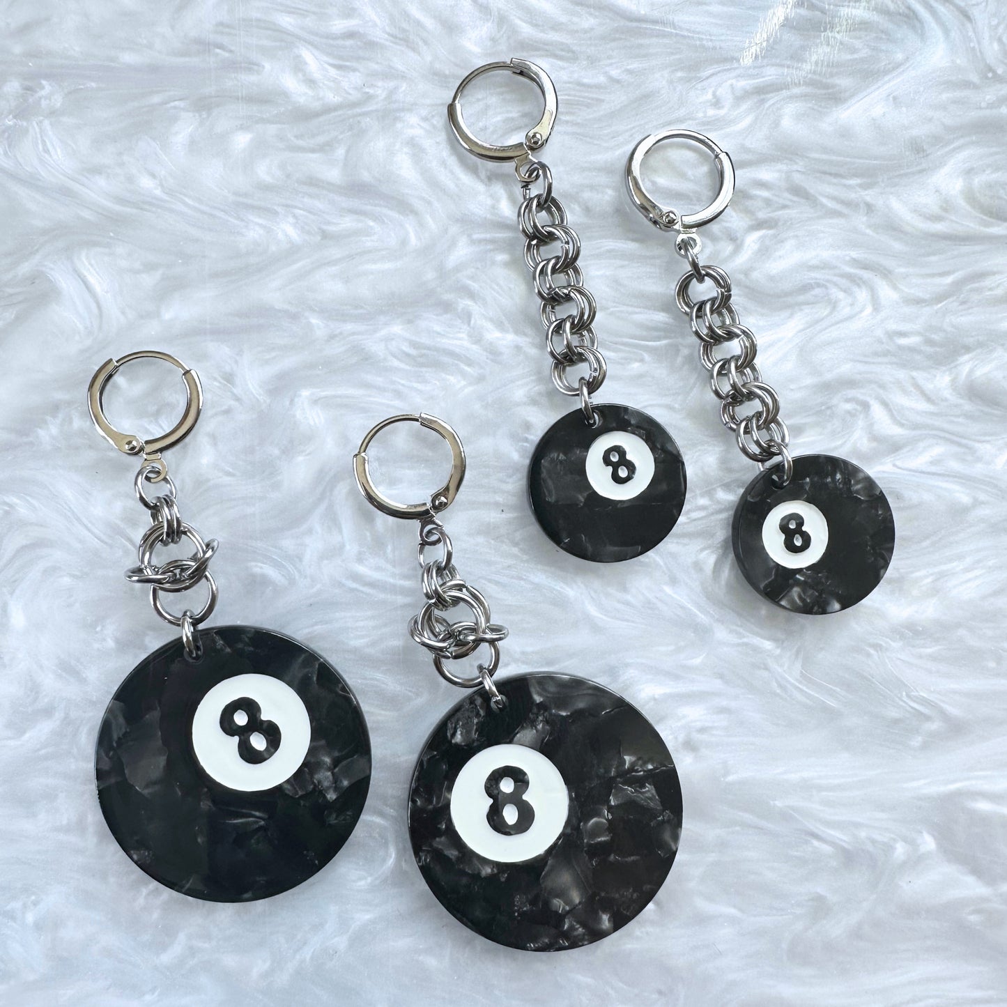 Eight Ball Earrings : 2 Sizes