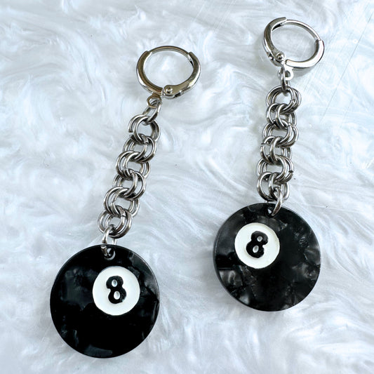 Eight Ball Earrings : 2 Sizes