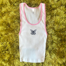 Load image into Gallery viewer, Webbed Butterfly Ribbed Tank - White
