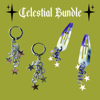 Celestial Star Earrings + Hair Clips Bundle
