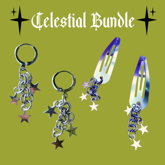 Celestial Star Earrings + Hair Clips Bundle