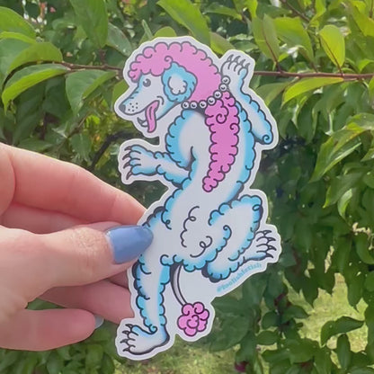 Crawling Poodle Retro Tattoo Style Sticker