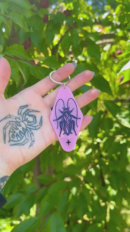 Filth are my Politics Pink Flamingos Cockroach Hotel Keychain