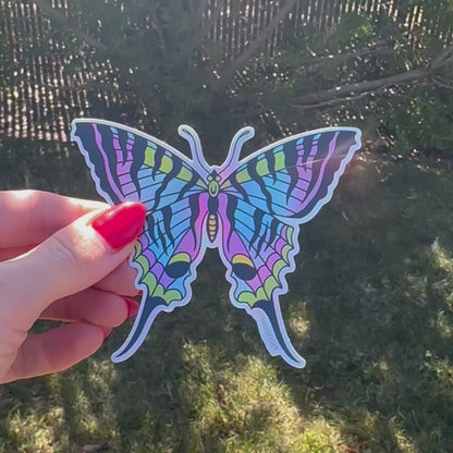 holographic butterfly sticker in traditional tattoo style illustration