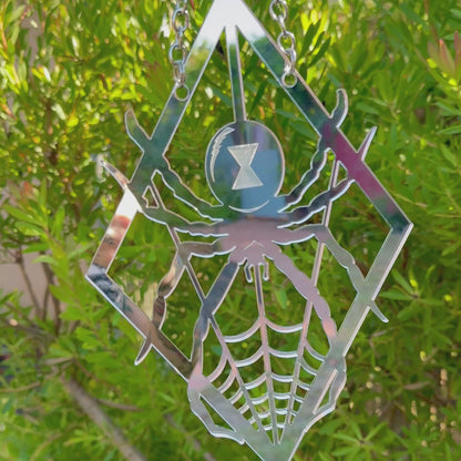 Diamond Spiderweb Widow Mirror Wall Hanging Art