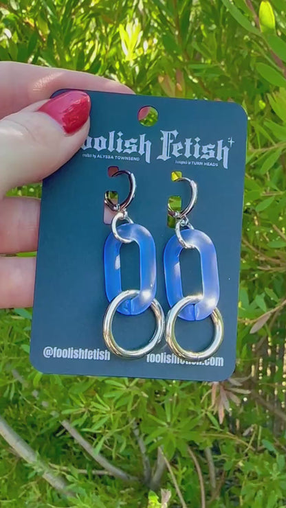 Frosted Chain Single Link O Ring Earrings-Multiple Colors