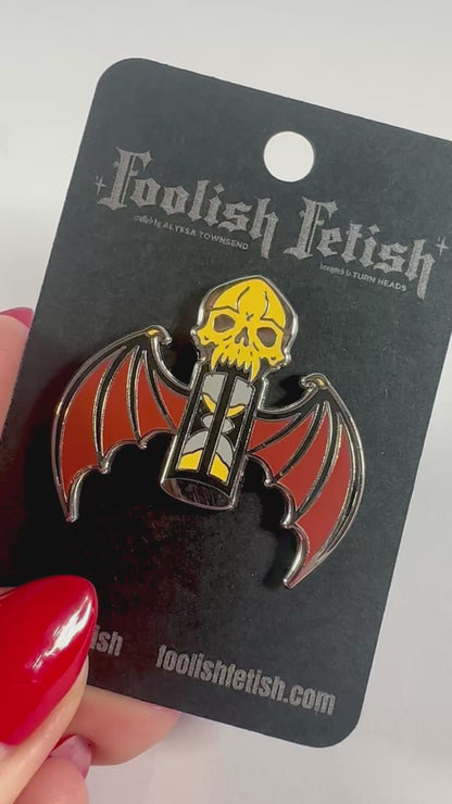 Memento Mori Winged Skull Pin