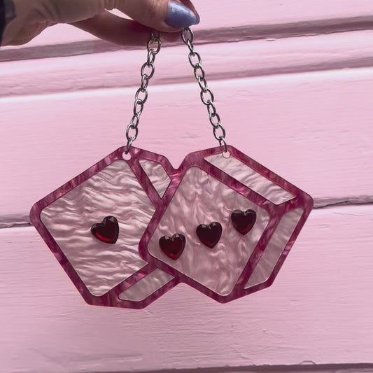 Love Dice Mini Wall Hanging Pink