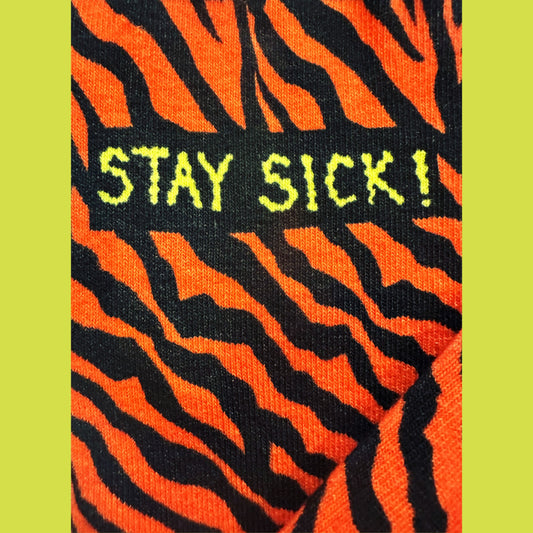 orange and black tiger stripe the cramps stay sick socks
