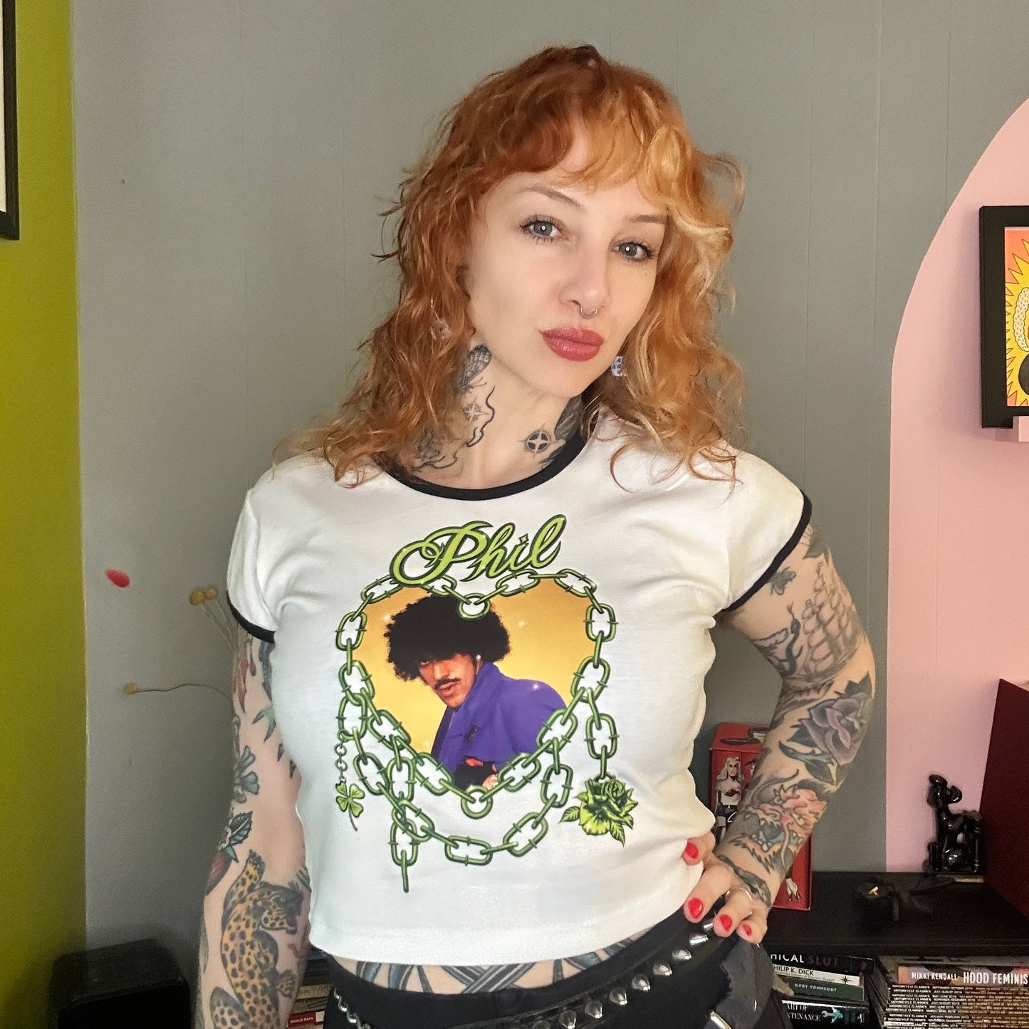 Phil Love Thin Lizzy Crop Top White/Black
