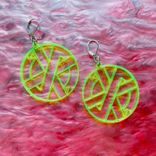 Load image into Gallery viewer, Crass 2&quot; Earrings : Neon Green
