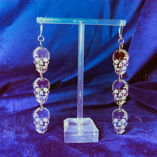 Clear Skull Trio Earrings