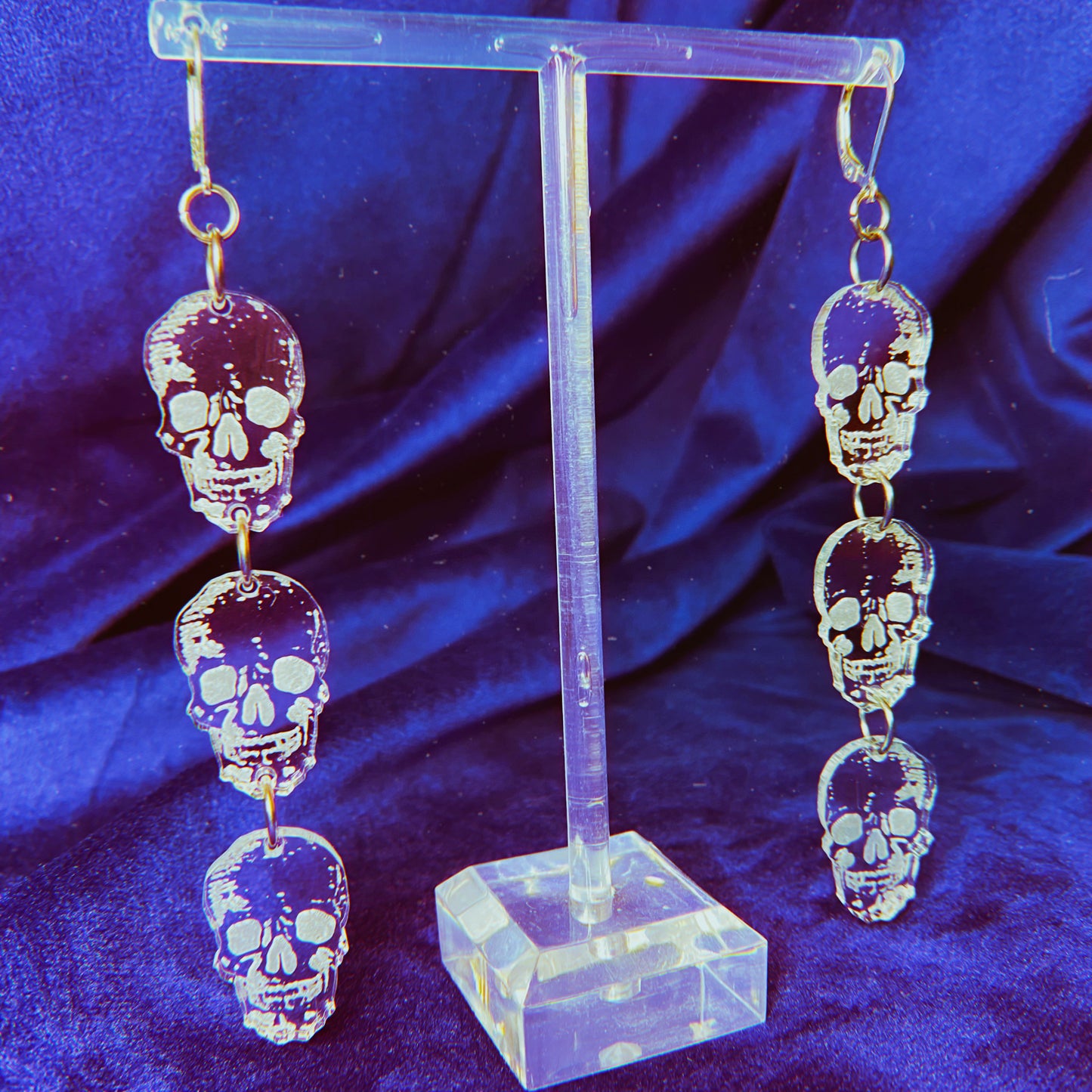 Clear Skull Trio Earrings