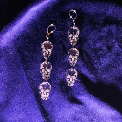 Clear Skull Trio Earrings
