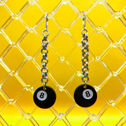 Eight Ball Earrings : 3 Sizes