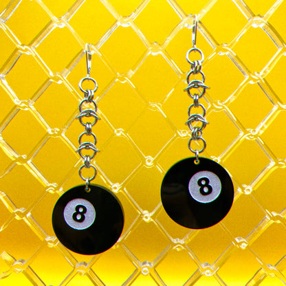 Eight Ball Earrings : 3 Sizes