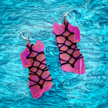Load image into Gallery viewer, Shibari Venus Earrings - Neon Pink &amp; Black
